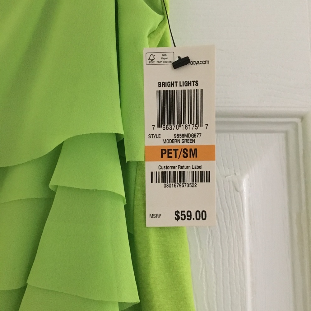 NWT LIME GREEN RUFFLE BLOUSE PETITE SMALL - Picture 3 of 4